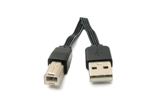 SYSTEM-S USB 2.0 snúra 13 cm karlkyns B í karlkyns A stutt flatt tengi í svörtu