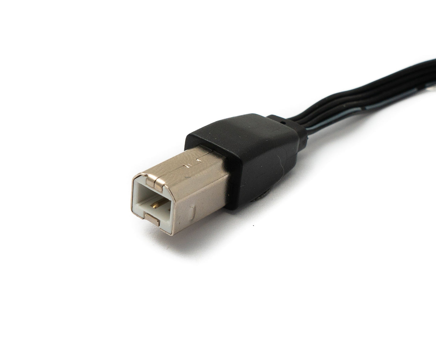 SYSTEM-S USB 2.0 snúra 13 cm karlkyns B í karlkyns A stutt flatt tengi í svörtu