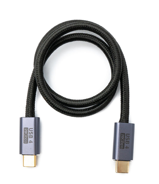 SYSTEM-S USB4 USB snúra 50 cm Tegund C karlkyns í karlkyns 20 Gbit/s USB 4.0 fléttuð svört