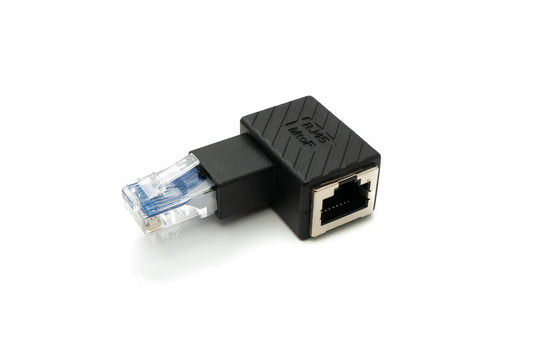 SYSTEM-S LAN adapter RJ45 plug to socket angled Ethernet adapter cable in black
