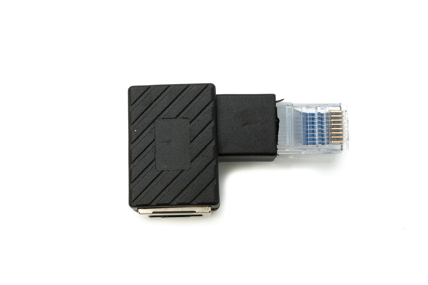 SYSTEM-S LAN Adapter RJ45 Stecker zu Buchse Winkel Ethernetadapter Kabel in Schwarz