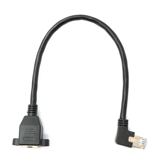 SYSTEM-S LAN Kabel 30 cm 8P8C Stecker zu Buchse Winkel Schraube in Schwarz