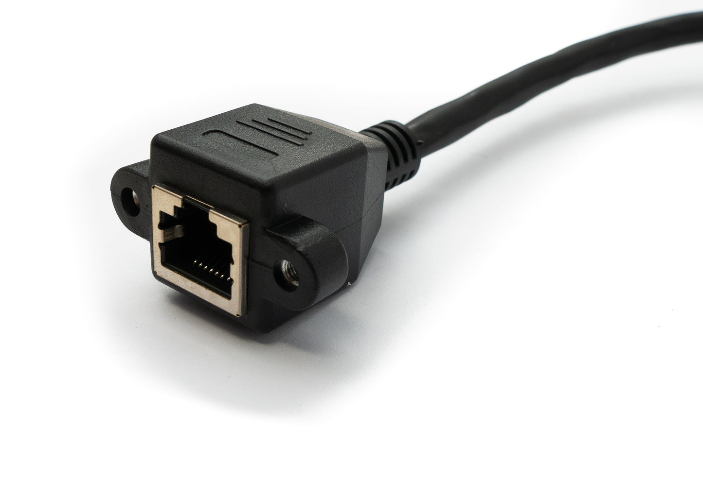 SYSTEM-S LAN Kabel 30 cm 8P8C Stecker zu Buchse Winkel Schraube in Schwarz