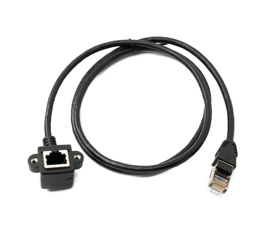 SYSTEM-S LAN snúra 100 cm 8P8C tengi í RJ45 tengi með skrúfuhorni, svört