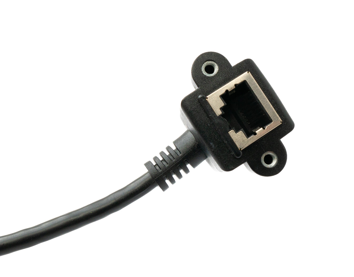 SYSTEM-S LAN snúra 100 cm 8P8C tengi í RJ45 tengi með skrúfuhorni, svört