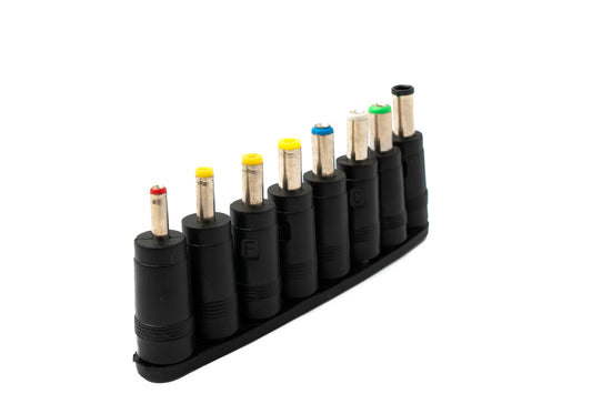 SYSTEM-S DC millistykki sett með 8 DC 20V 5,5 x 2,1 mm fyrir fleiri DC tengisnúrur í svörtu