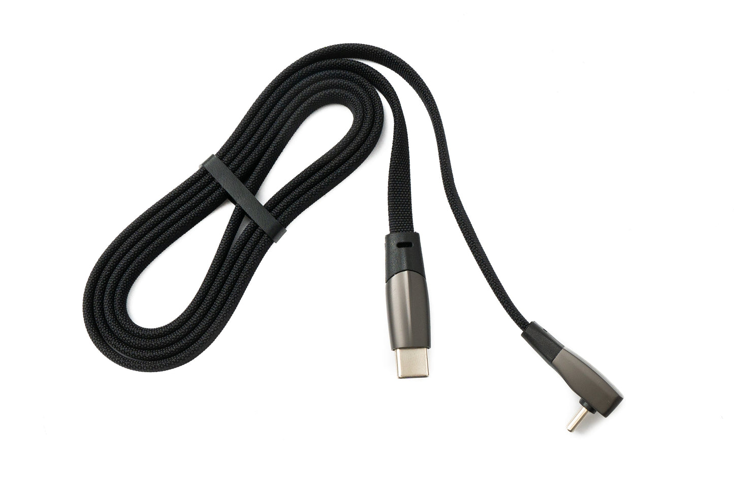 SYSTEM-S USB 3.1 Tegund C snúra 100 cm karlkyns í karlkyns 5 Gbit/s fléttuð flat hornsnúra