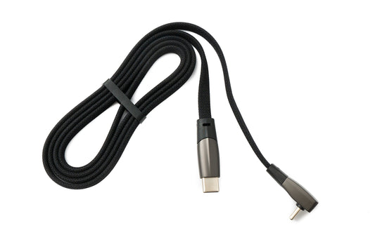 SYSTEM-S USB 3.1 Tegund C snúra 100 cm karlkyns í karlkyns 5 Gbit/s fléttuð flat hornsnúra