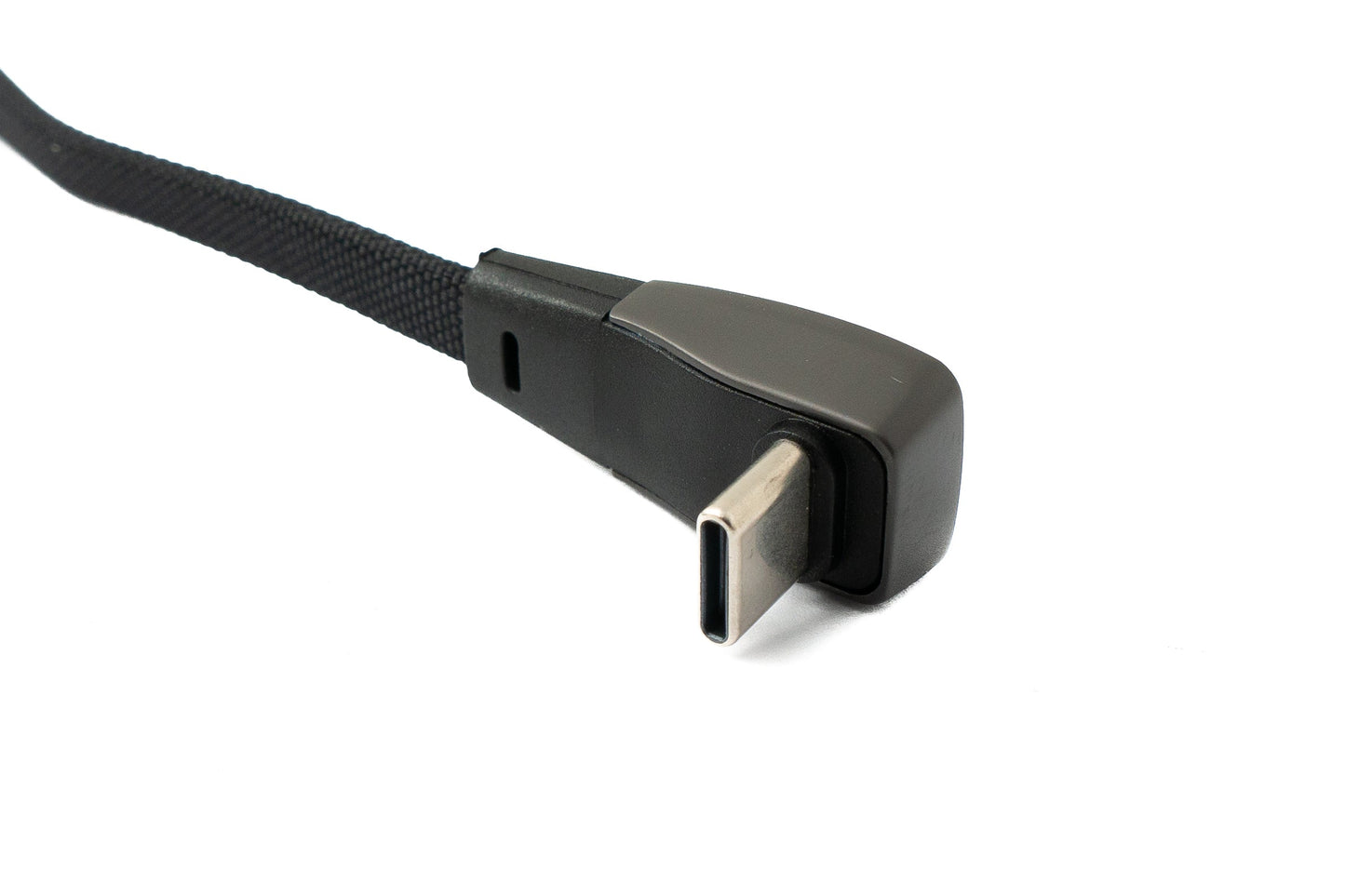 SYSTEM-S USB 3.1 Tegund C snúra 100 cm karlkyns í karlkyns 5 Gbit/s fléttuð flat hornsnúra