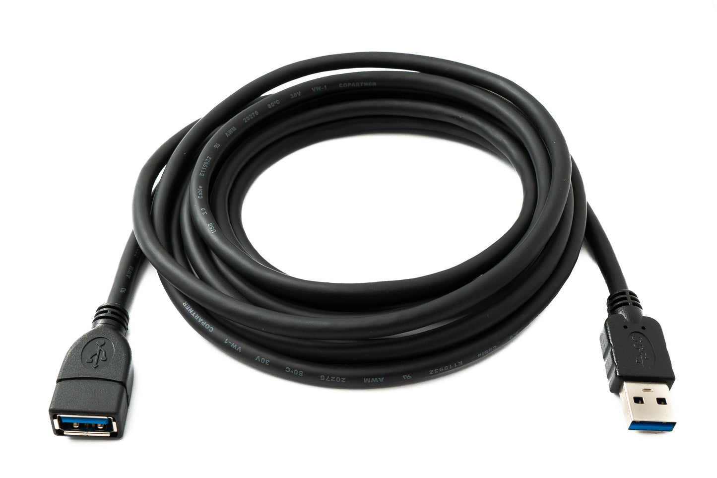 SYSTEM-S USB 3.0 snúra 3 m Tegund A karlkyns í kvenkyns 5 Gbit/s í svörtu