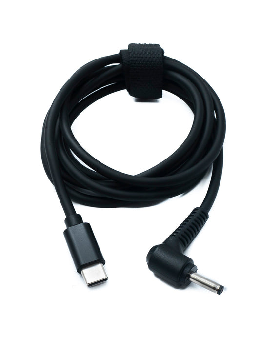 SYSTEM-S DC 20V snúra 150 cm 3,5 x 1,35 tengi í USB 3.1 Tegund C tengi, horntengi