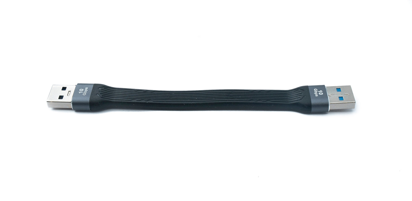 SYSTEM-S USB 3.1 Gen 2 snúra 10 cm Tegund A karlkyns í karlkyns flatsnúra 10 Gbit/s 100W