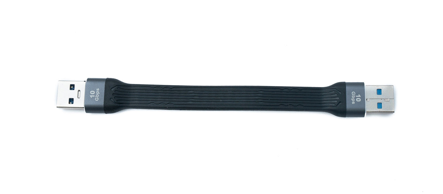SYSTEM-S USB 3.1 Gen 2 snúra 10 cm Tegund A karlkyns í karlkyns flatsnúra 10 Gbit/s 100W