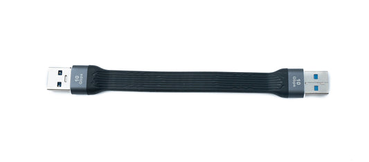 SYSTEM-S USB 3.1 Gen 2 snúra 10 cm Tegund A karlkyns í karlkyns flatsnúra 10 Gbit/s 100W
