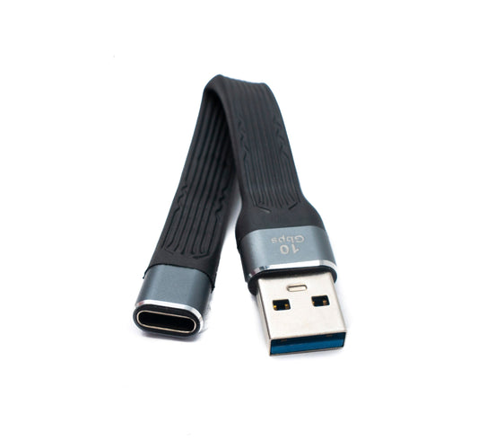 SYSTEM-S USB 3.1 Gen 2 snúra 10 cm Type C kvenkyns í 3.0 A karlkyns flatsnúra 10 Gbit/s 100W