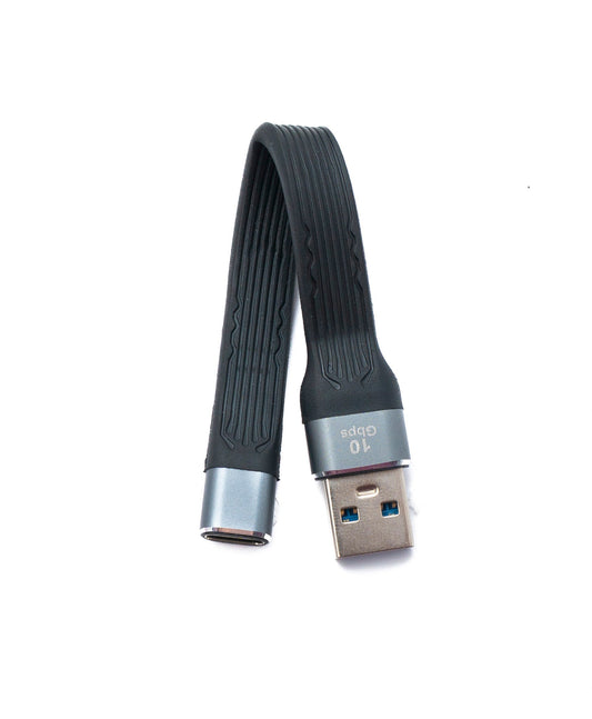 SYSTEM-S USB 3.1 Gen 2 snúra 10 cm Type C kvenkyns í 3.0 A karlkyns flatsnúra 10 Gbit/s 100W