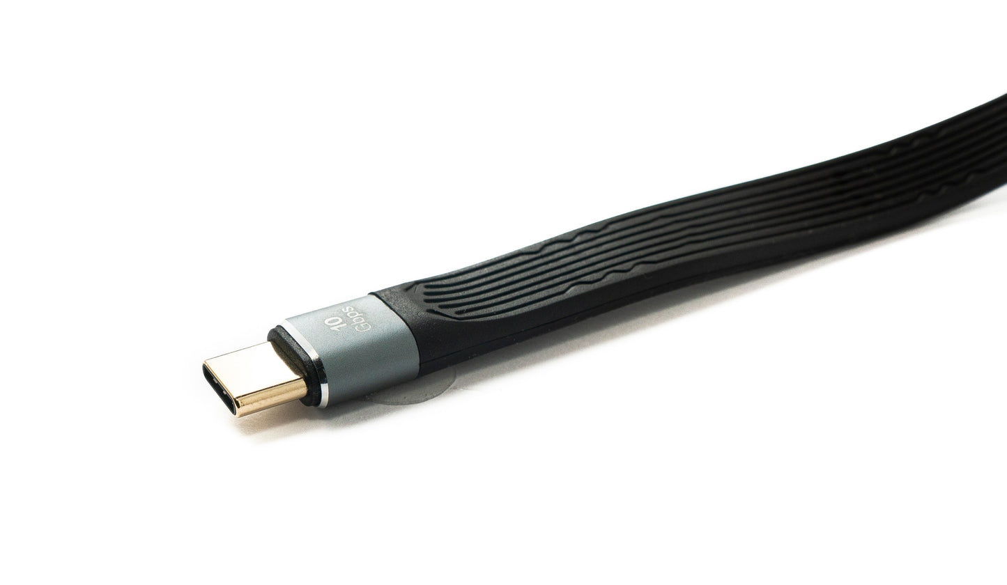 SYSTEM-S USB 3.1 Gen 2 Kabel 20 cm Typ C Stecker zu Stecker Flachkabel 10 Gbit/s 100W
