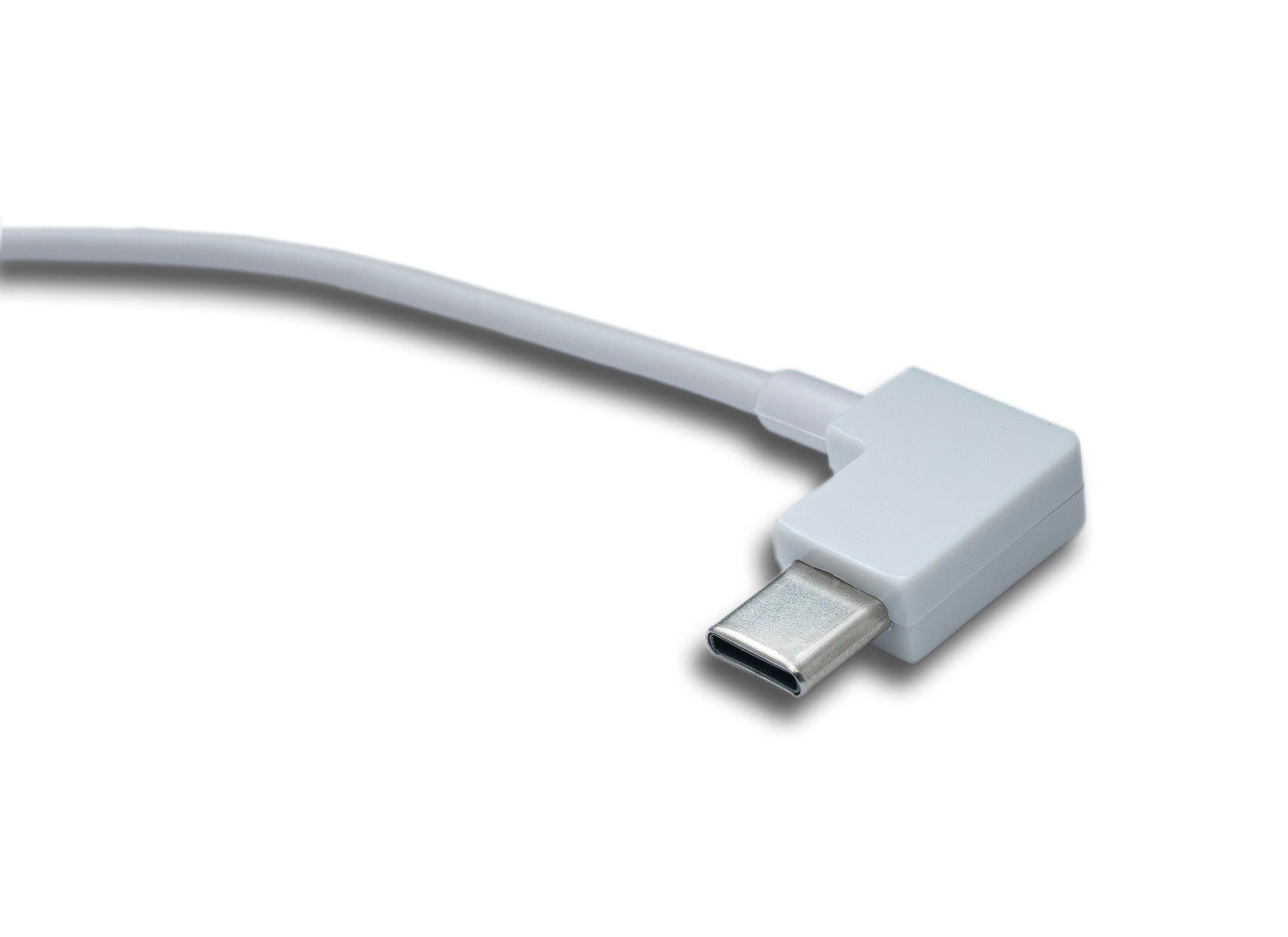 SYSTEM-S USB 3.1 snúra 200 cm Tegund C karlkyns í 2.0 A kvenkyns vinklað í hvítu