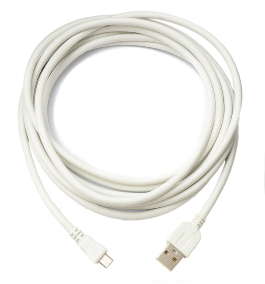 SYSTEM-S USB 2.0 snúra 300 cm Micro B tengi í Type A tengi í hvítu