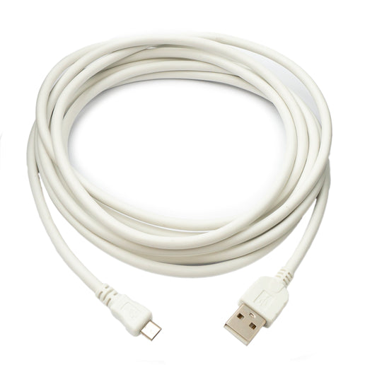 SYSTEM-S USB 2.0 snúra 300 cm Micro B tengi í Type A tengi í hvítu