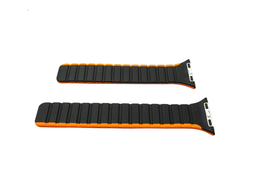 SYSTEM-S armband 38 40 41 mm úr sílikoni, sveigjanlegu segulmagni fyrir Apple Watch snjallúr, svart appelsínugult
