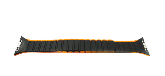 SYSTEM-S armband 38 40 41 mm úr sílikoni, sveigjanlegu segulmagni fyrir Apple Watch snjallúr, svart appelsínugult