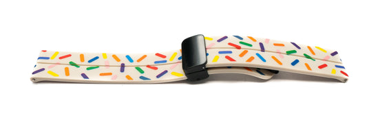 SYSTEM-S 20 mm silicone strap with folding clasp for Smartwatch with sprinkles print in light brown