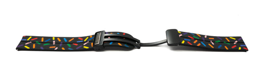 SYSTEM-S 20 mm silicone strap with folding clasp for Smartwatch with sprinkles print in black