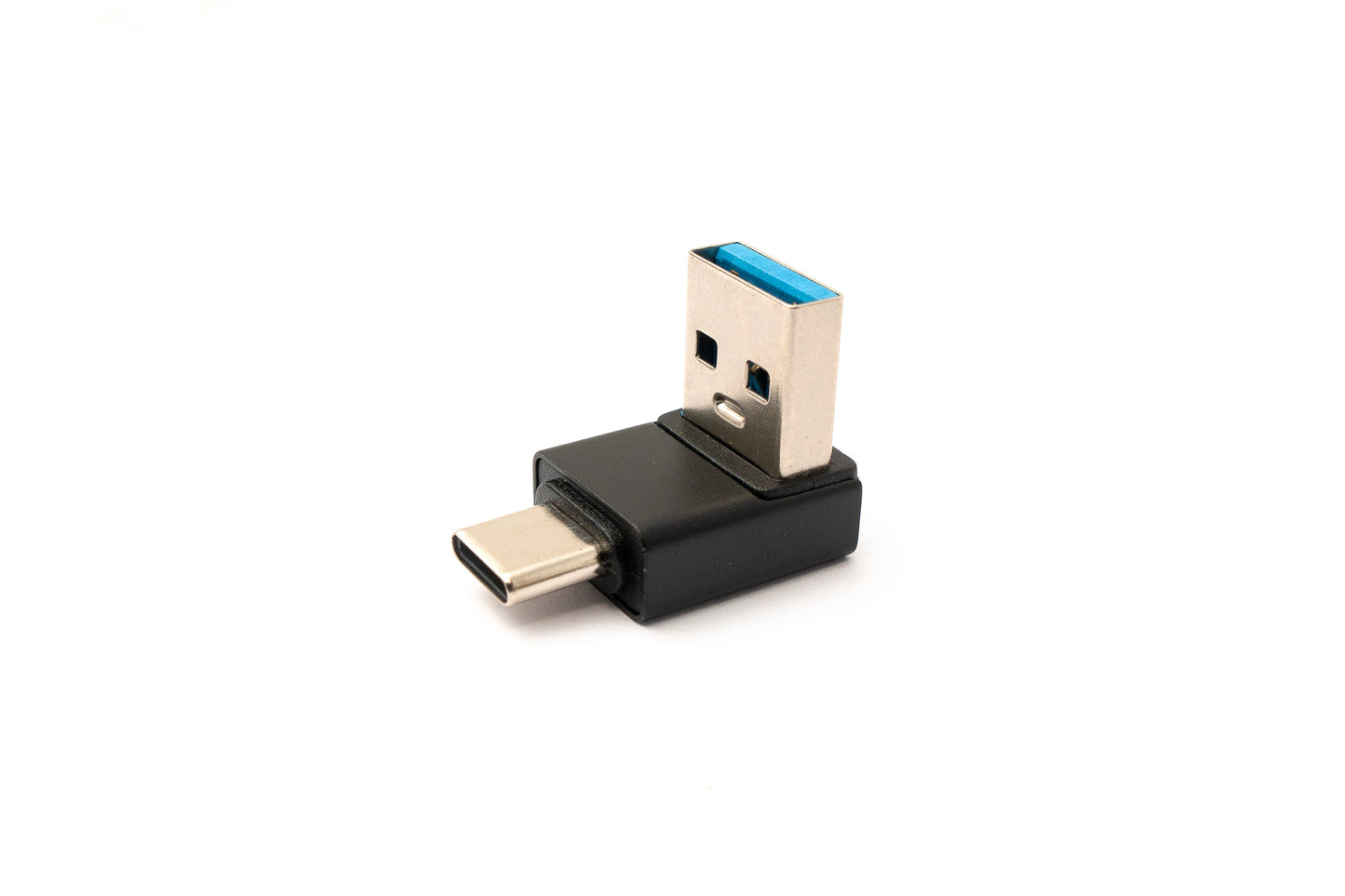 SYSTEM-S USB 3.0 millistykki af gerðinni A karlkyns í 3.1 C karlkyns, vinklaður 5 Gbit/s millistykki í svörtu