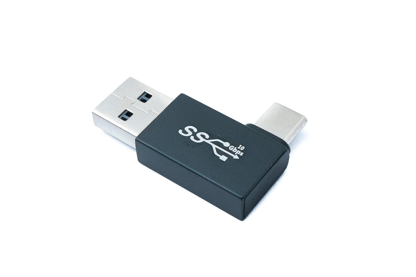 SYSTEM-S USB 2.0 millistykki af gerðinni A karlkyns í 3.1 C karlkyns horntengi í svörtu