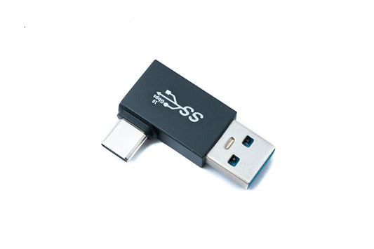 SYSTEM-S USB 3.0 adapter type A male to 3.1 C male angled 5 Gbit/s adapter in black