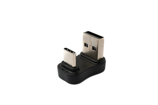 SYSTEM-S USB 2.0 millistykki af gerðinni A karlkyns í 3.1 C karlkyns U-snúnings 180° millistykki í svörtu