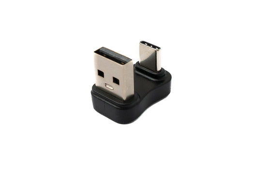 SYSTEM-S USB 2.0 millistykki af gerðinni A karlkyns í 3.1 C karlkyns U-snúnings 180° millistykki í svörtu