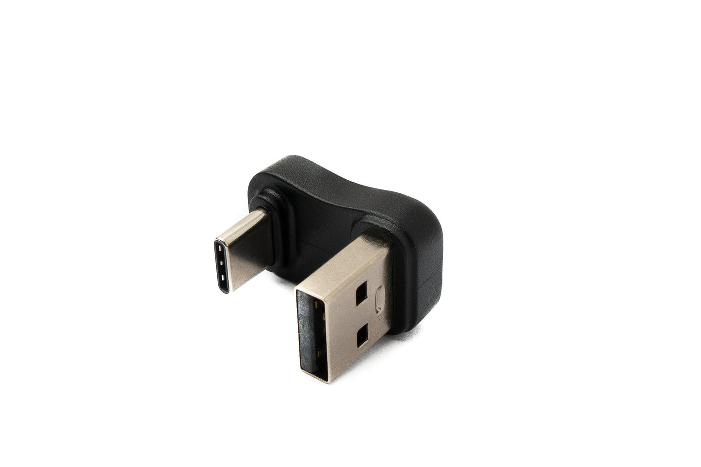 SYSTEM-S USB 2.0 millistykki af gerðinni A karlkyns í 3.1 C karlkyns U-snúnings 180° millistykki í svörtu