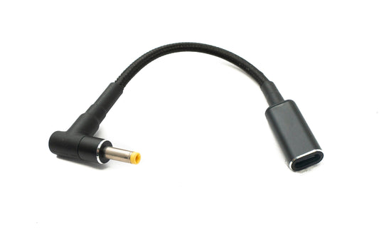 SYSTEM-S DC 20V Kabel 15 cm 4,0 x 1,7 Stecker zu USB 3.1 Typ C Buchse geflochten Winkel