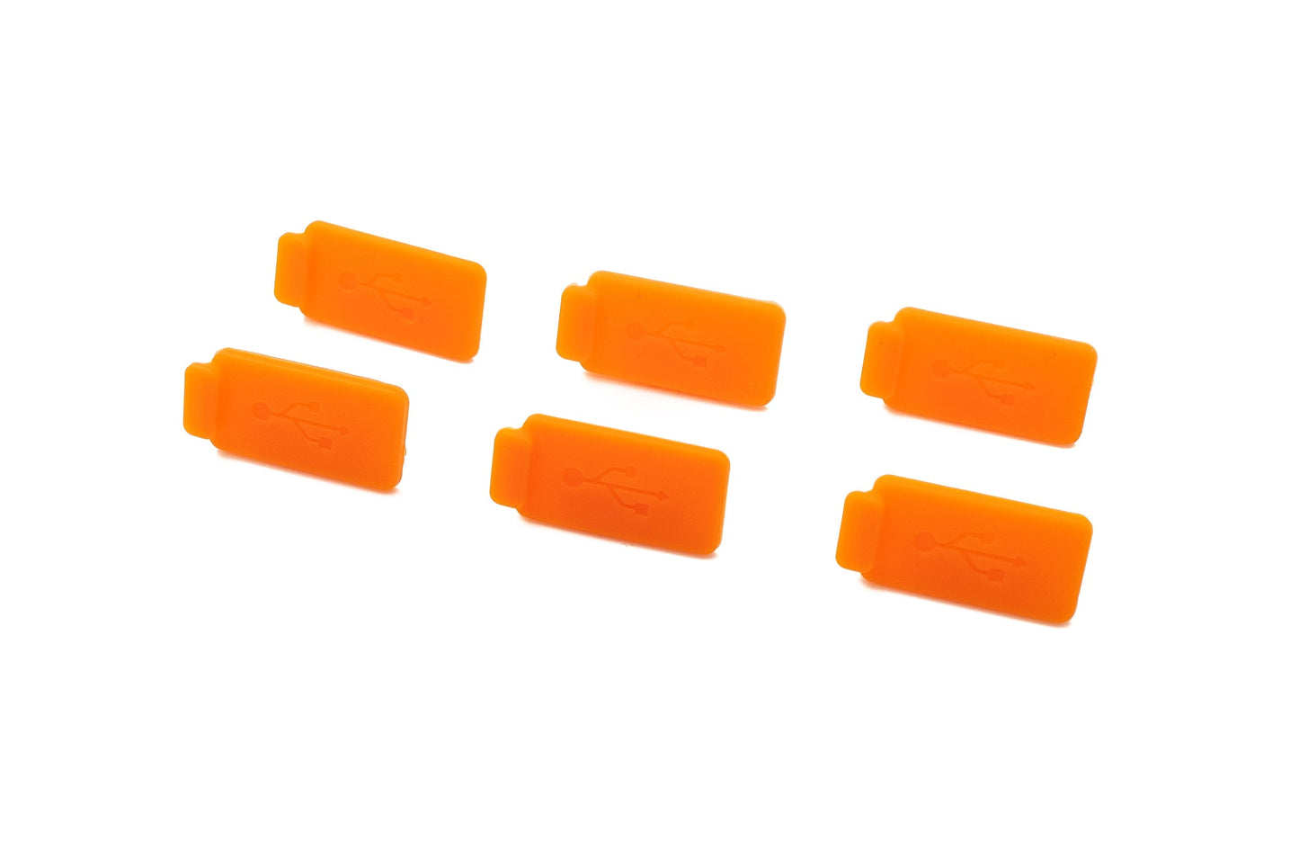 SYSTEM-S 6x USB Type A Anti Dust Protection Cover made of silicone in orange