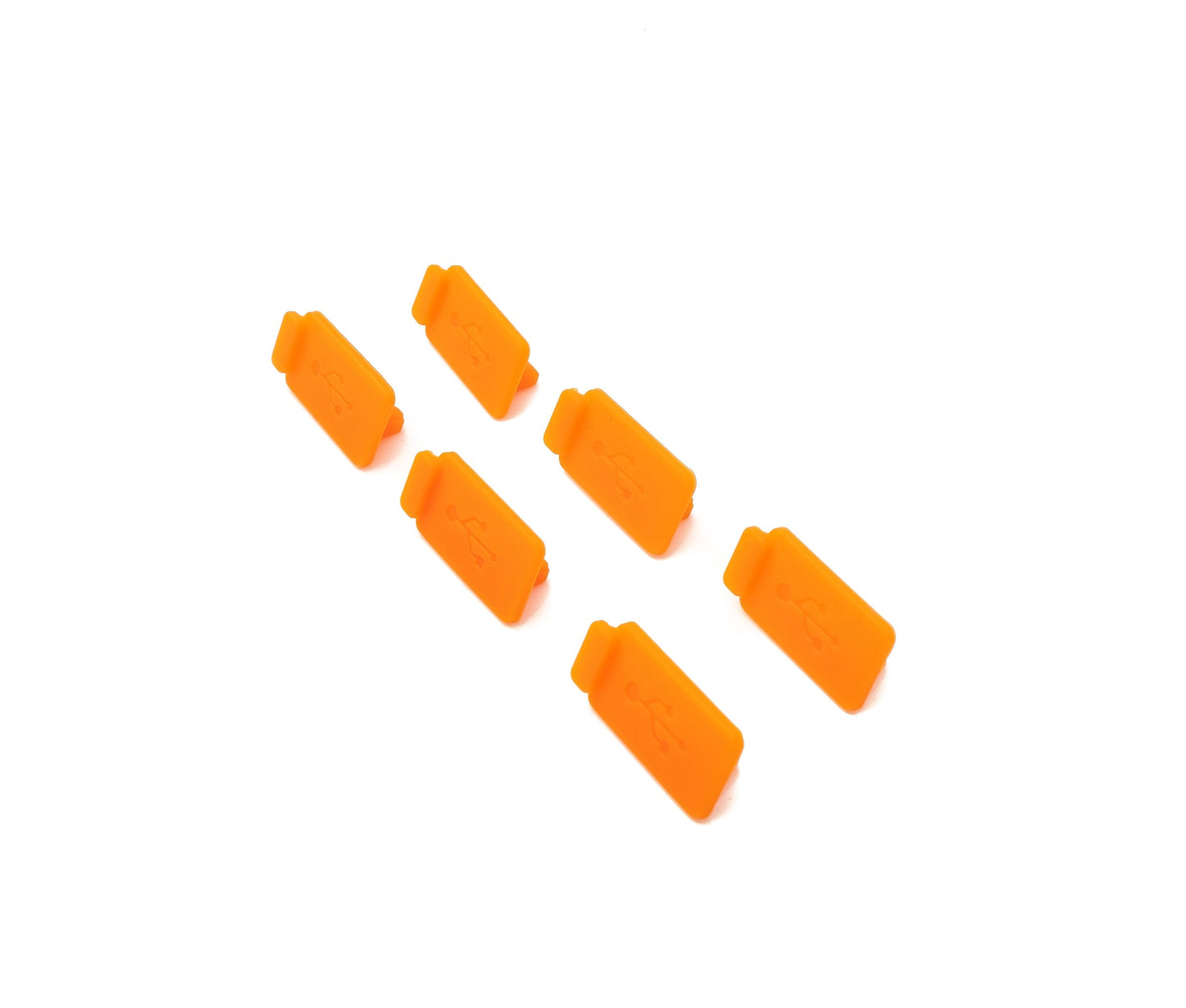 SYSTEM-S 6x USB Type A Anti Dust Protection Cover made of silicone in orange