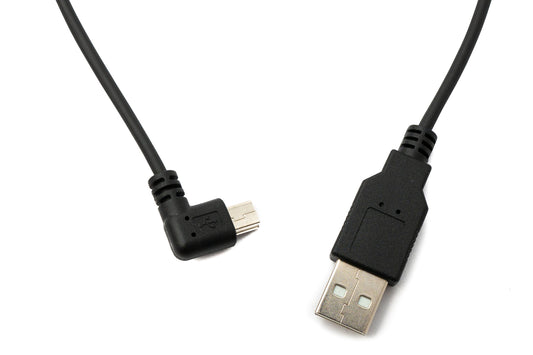 SYSTEM-S USB 2.0 snúra 120 cm Tegund A karlkyns í Mini B karlkyns spíralhornssnúra í svörtu