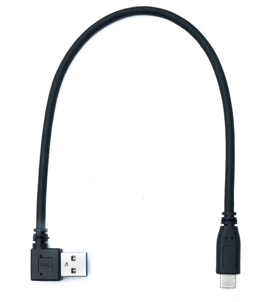 SYSTEM-S USB 3.1 cable 30 cm Type C male to 3.0 A male angled 5 Gbit/s adapter in black