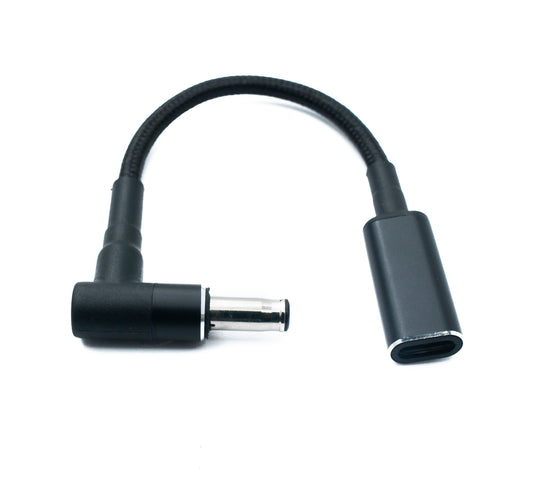 SYSTEM-S DC 20V snúra 15 cm 5,5 x 3,0 tengi í USB 3.1 Type C tengi, fléttaður vinkull