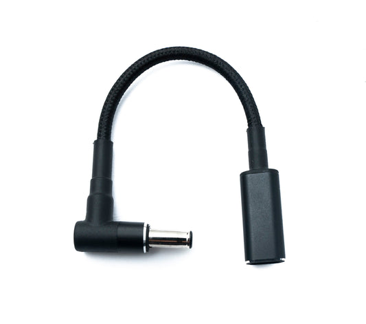 SYSTEM-S DC 20V snúra 15 cm 5,5 x 3,0 tengi í USB 3.1 Type C tengi, fléttaður vinkull
