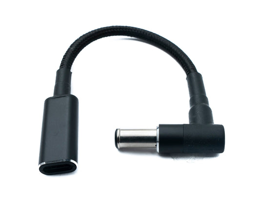 SYSTEM-S DC 20V snúra 15 cm 6.0 x 1.4 tengi í USB 3.1 Type C tengi fléttað vinklað