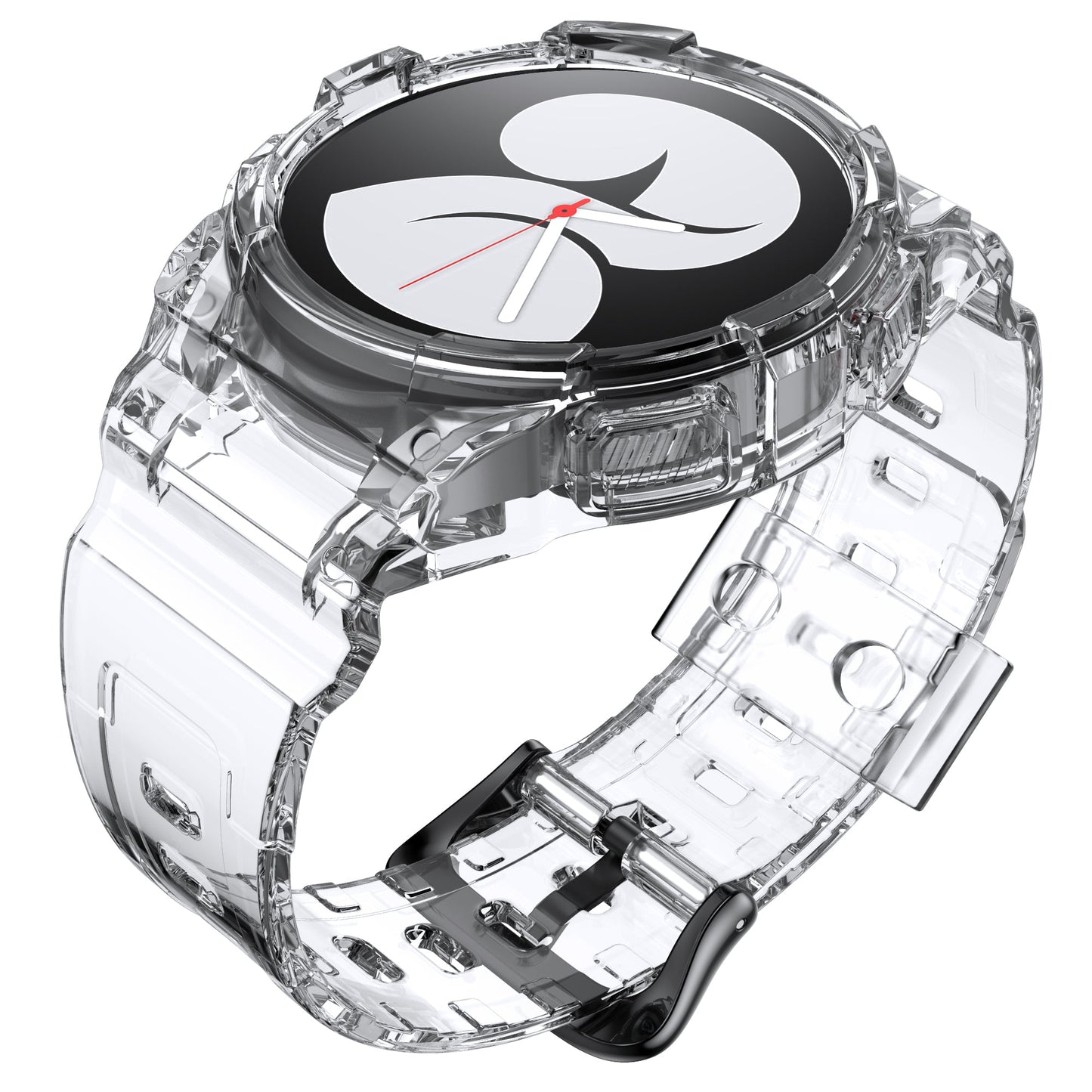 SYSTEM-S hulstur og ól 40 mm TPU fyrir Samsung Galaxy Watch 5 4 snjallúr, gegnsætt