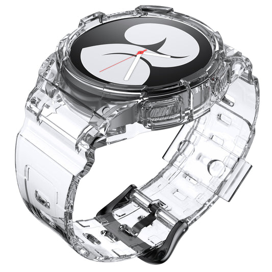 SYSTEM-S hulstur og ól 40 mm TPU fyrir Samsung Galaxy Watch 5 4 snjallúr, gegnsætt