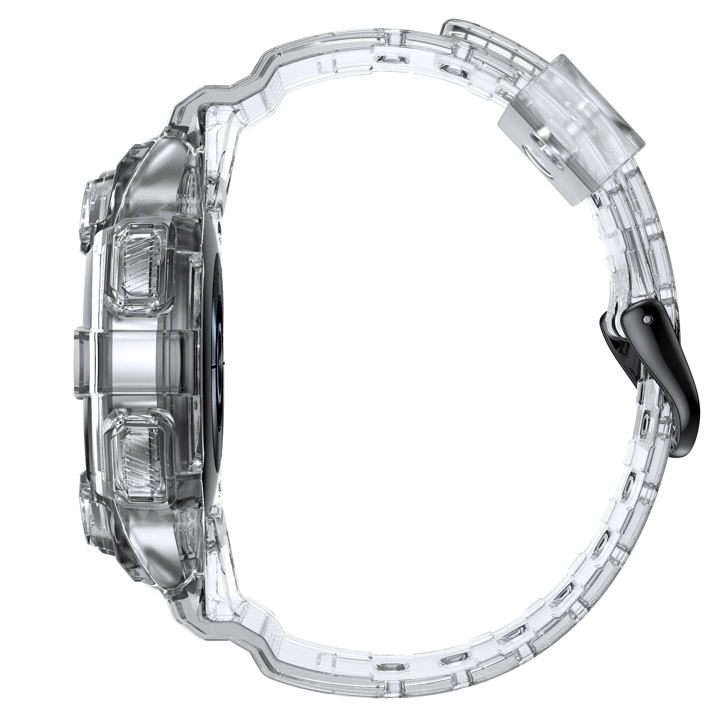 SYSTEM-S hulstur og ól 40 mm TPU fyrir Samsung Galaxy Watch 5 4 snjallúr, gegnsætt
