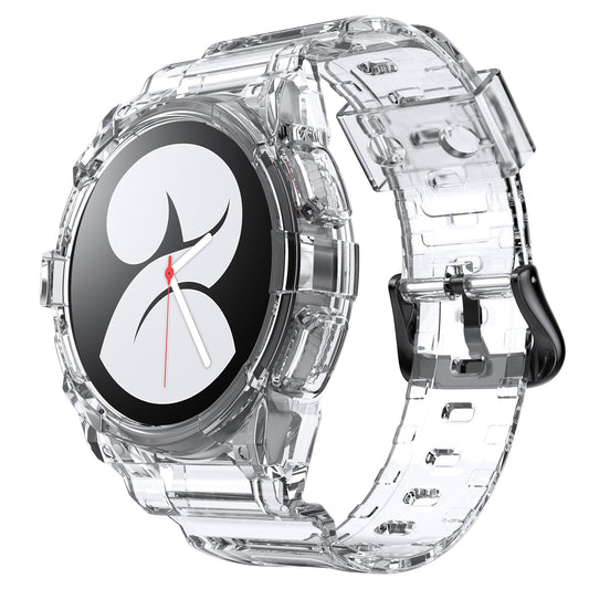 SYSTEM-S hulstur og ól 40 mm TPU fyrir Samsung Galaxy Watch 5 4 snjallúr, gegnsætt
