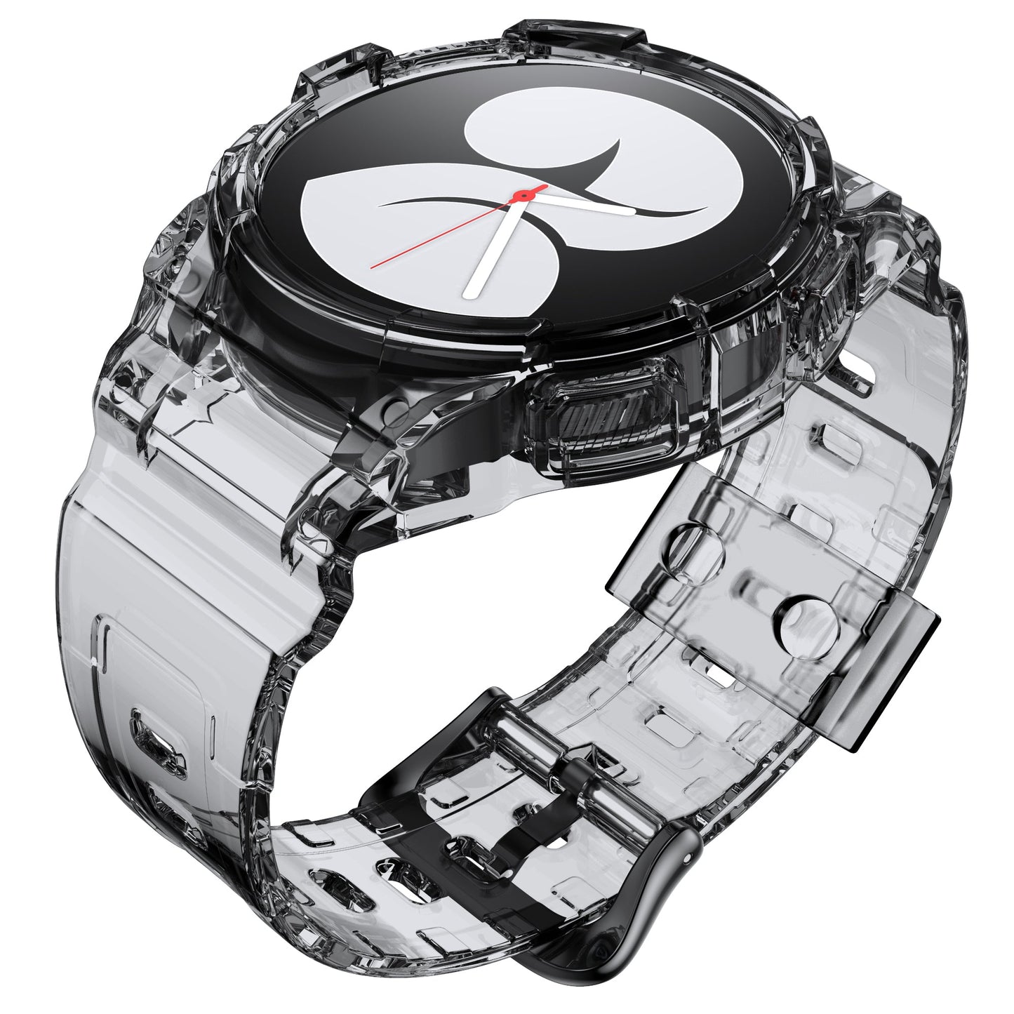 SYSTEM-S hulstur og ól 40 mm TPU fyrir Samsung Galaxy Watch 5 4 í svörtu gegnsæju