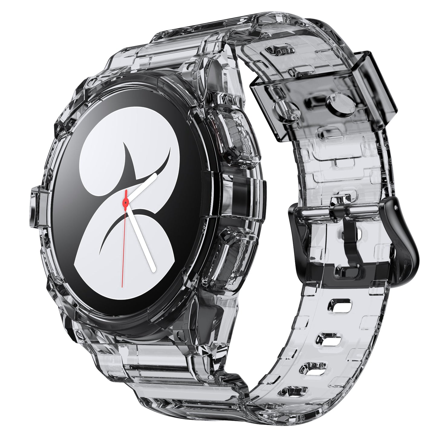 SYSTEM-S hulstur og ól 40 mm TPU fyrir Samsung Galaxy Watch 5 4 í svörtu gegnsæju