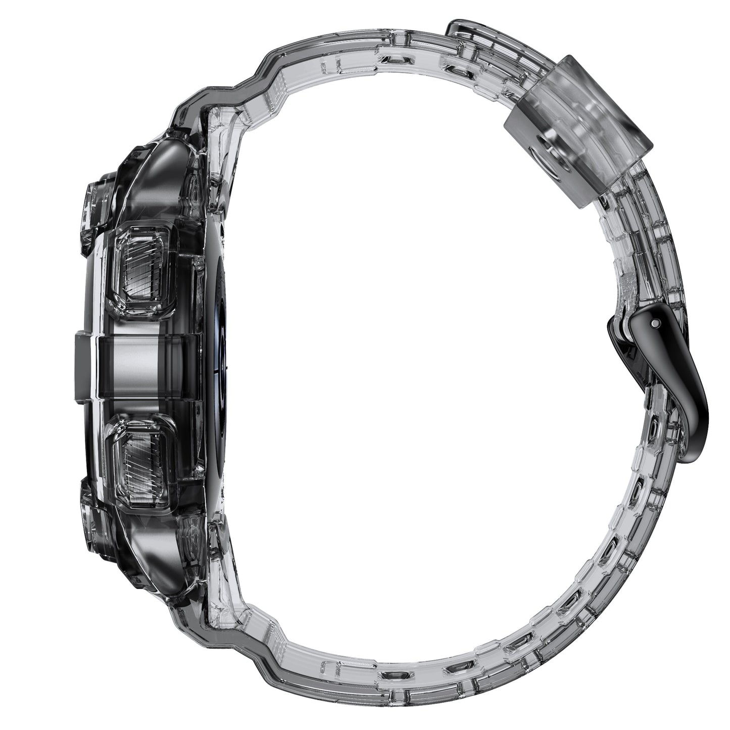 SYSTEM-S hulstur og ól 40 mm TPU fyrir Samsung Galaxy Watch 5 4 í svörtu gegnsæju