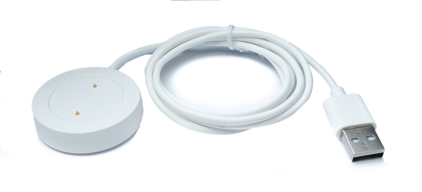 SYSTEM-S USB 2.0 snúra 100 cm hleðslustöð fyrir Xiaomi Haylou RS3 LS04 snjallúr í hvítu